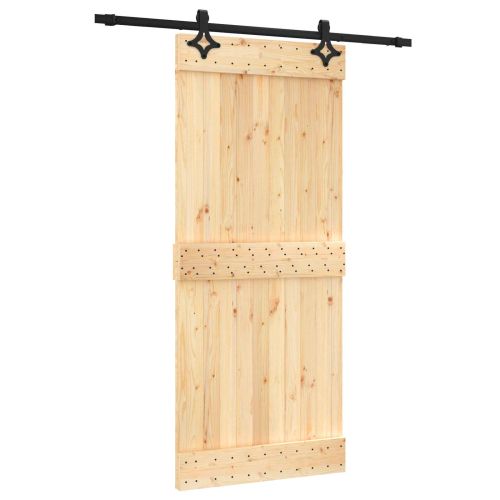 Преплъзваща се врата Естествено и черно 90 x 210 cm