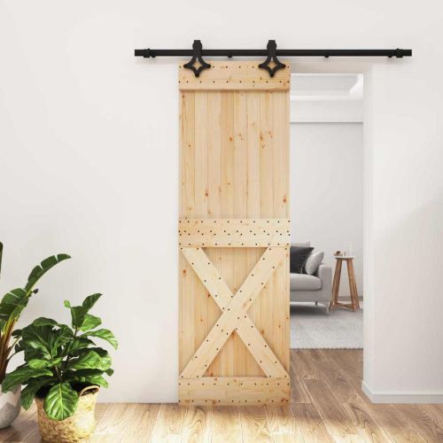 Преплъзваща се врата Естествено и черно 70 x 210 cm