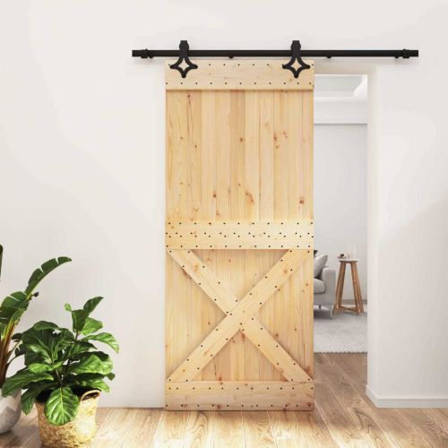 Преплъзваща се врата Естествено и черно 90 x 210 cm