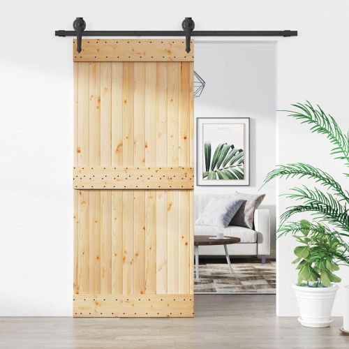 Преплъзваща се врата Естествено и черно 90 x 210 cm