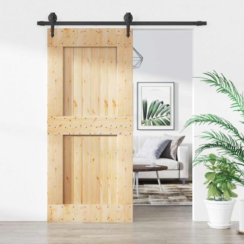 Преплъзваща се врата Естествено и черно 90 x 210 cm