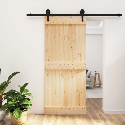 Преплъзваща се врата Естествено и черно 90 x 210 cm