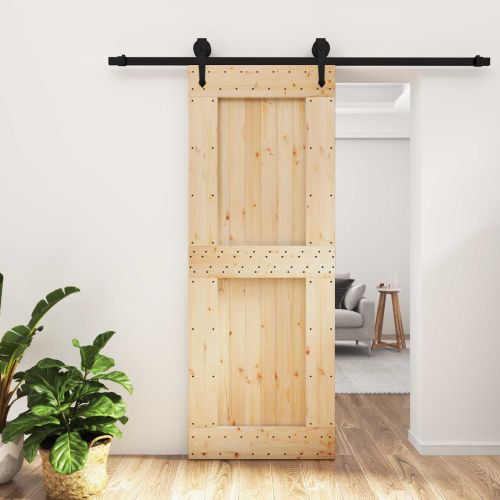 Преплъзваща се врата Естествено и черно 80 x 210 cm