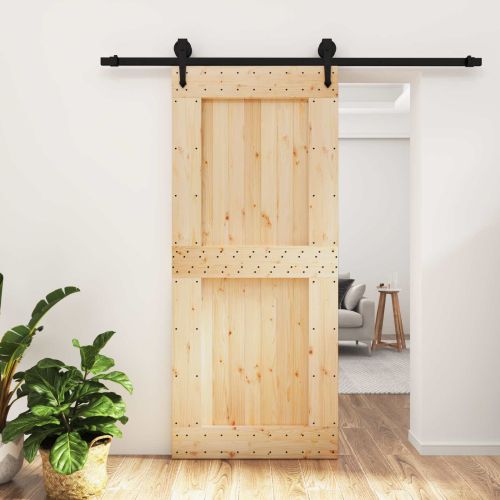 Преплъзваща се врата Естествено и черно 90 x 210 cm