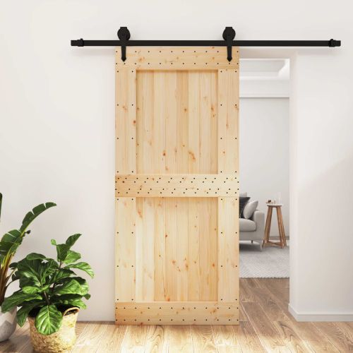 Преплъзваща се врата Естествено и черно 95 x 210 cm