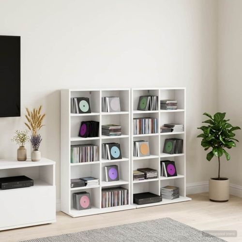 Кабинет за CD 2 бр. Бяло 65 x 23,5 x 97,5 см