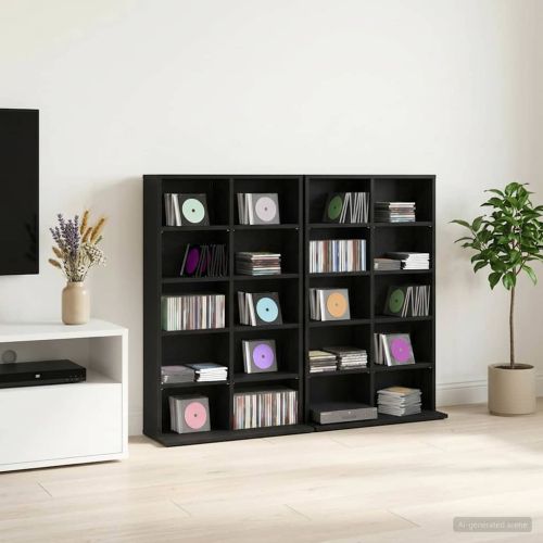 Кабинет за CD 2 бр. Черен дъб 65 x 23,5 x 97,5 см