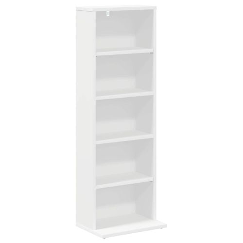 Кабинет за CD Бяло 33 x 23,5 x 97,5 см Инженерна дървесина