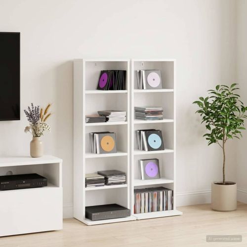 Кабинет за CD 2 бр. Бяло 33 x 23,5 x 97,5 см