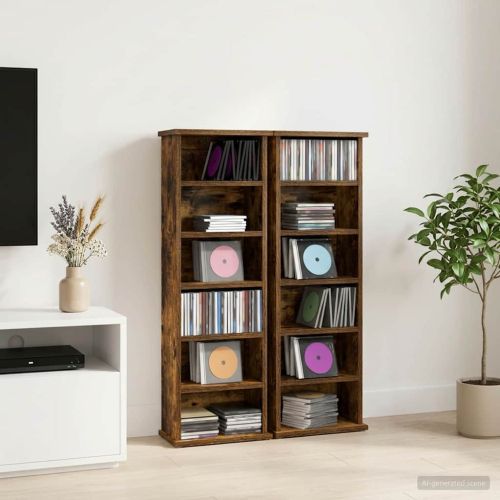 Кабинет за CD 2 бр. Опушен дъб 60 x 17 x 92 см