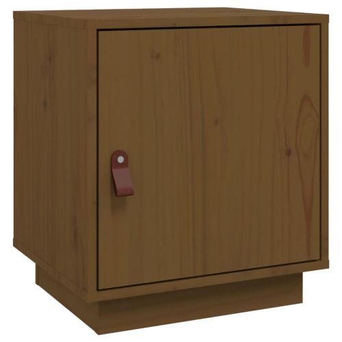Нощно шкафче, меденокафяво, 40x34x45 см, борово дърво масив