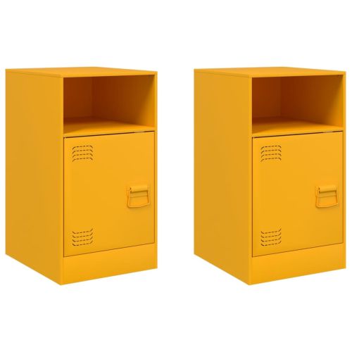 Нощни шкафчета 2 бр горчица жълто 34,5x39x62 см стомана