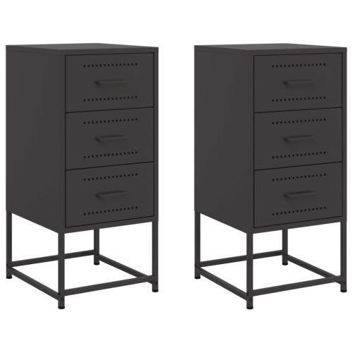 Нощни шкафчета 2 бр черен 36x39x78 см стомана