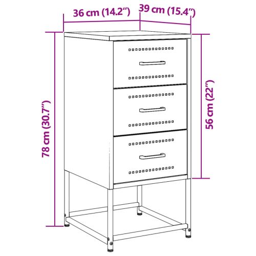 Нощни шкафчета 2 бр черен 36x39x78 см стомана