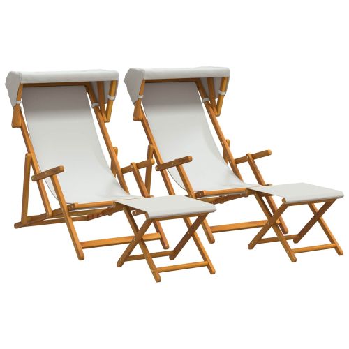 Шезлонг 4 pcs 3 позиция Плътно евкалиптово дърво Кремаво