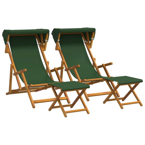 Шезлонг 4 pcs 3 позиция Плътно евкалиптово дърво Зелено