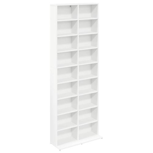 Кабинет за CD Бяло 65 x 23,5 x 175 см Инженерна дървесина