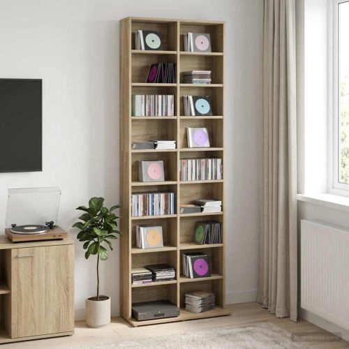 Кабинет за CD Дъб сонома 65 x 23,5 x 175 см Инженерна дървесина