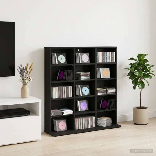 Кабинет за CD Черен дъб 96 x 23,5 x 97,5 см Инженерна дървесина