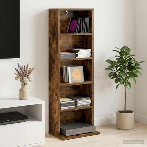 Кабинет за CD Опушен дъб 33 x 23,5 x 97,5 см