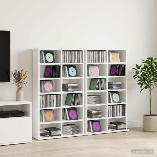 Кабинет за CD 2 бр. Бяло 60 x 17 x 92 см Инженерна дървесина