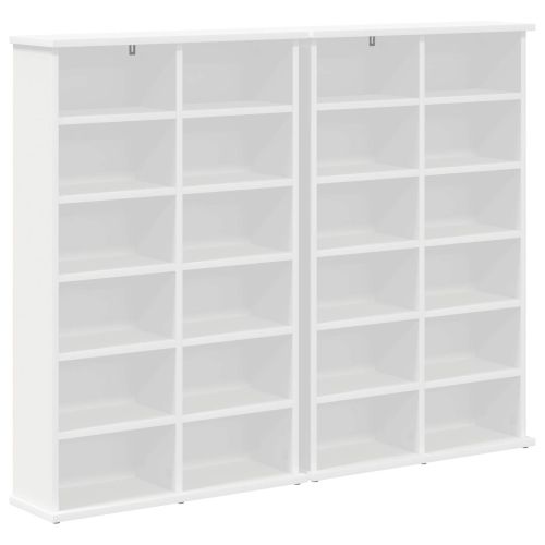 Кабинет за CD 2 бр. Бяло 60 x 17 x 92 см Инженерна дървесина