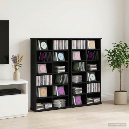 Кабинет за CD 2 бр. Черен дъб 60 x 17 x 92 см
