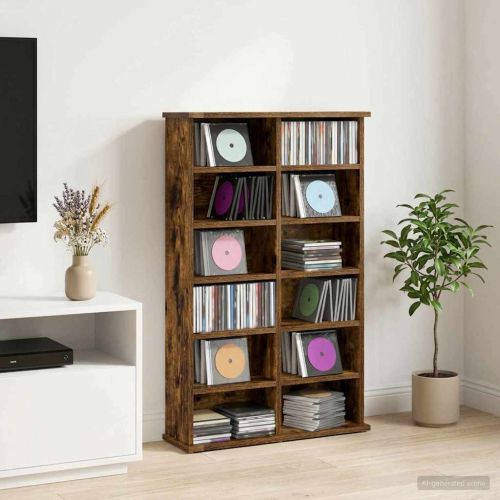 Кабинет за CD Опушен дъб 60 x 17 x 92 см Инженерна дървесина