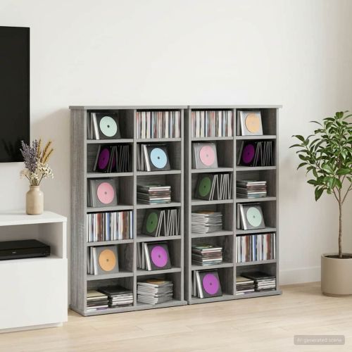 Кабинет за CD 2 бр. Сив Сонома 60 x 17 x 92 см