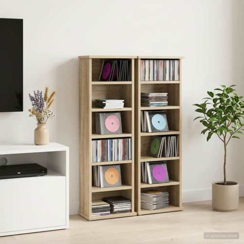 Кабинет за CD 2 бр. Дъб сонома 60 x 17 x 92 см