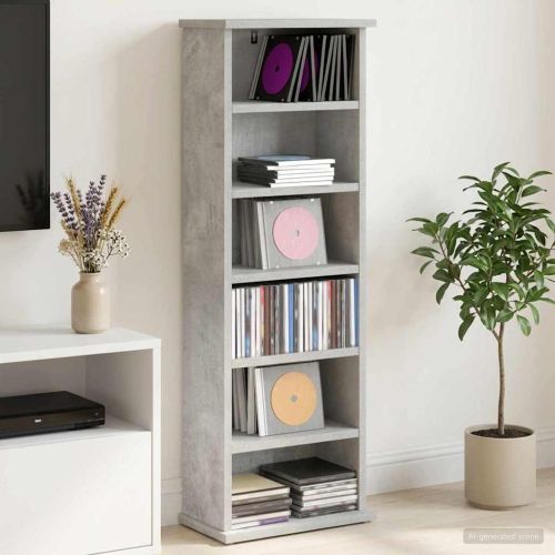Кабинет за CD Бетонно сиво 60 x 17 x 92 см Инженерна дървесина