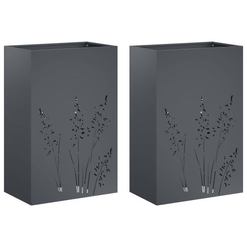 Градинска саксия 2 бр. Антрацит 50 x 30 x 75 см
