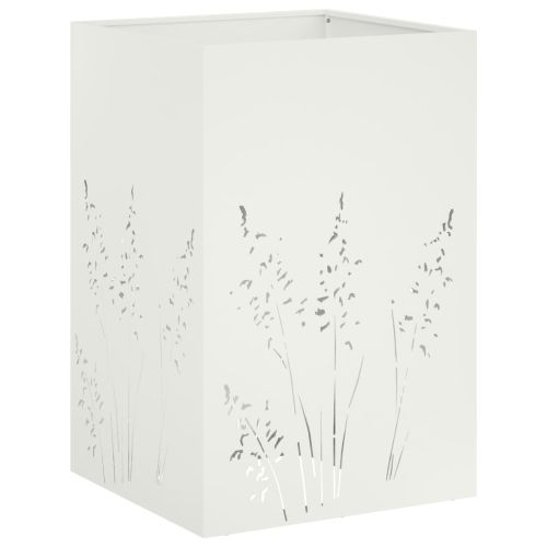 Градинска саксия Бяло 50 x 50 x 75 cm Студено валцована стомана