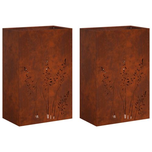 Градинска саксия 2 бр. Ръждясало 50 x 30 x 75 см