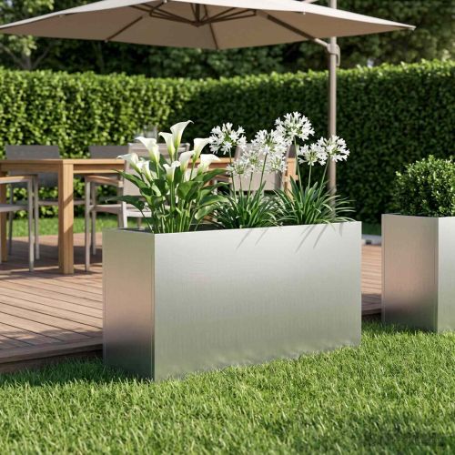 Градинска саксия Сребристо 100 x 30 x 40 см Поцинкована стомана