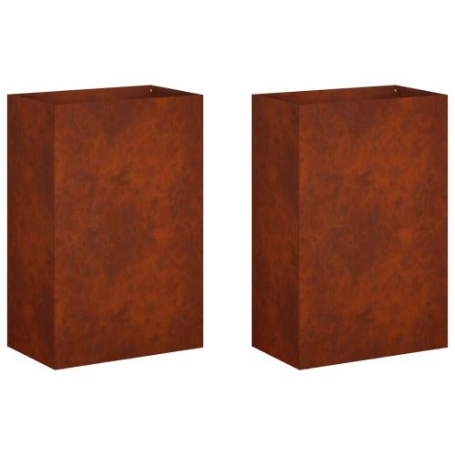 Градинска саксия 2 бр. Ръждясало 50 x 30 x 75 см