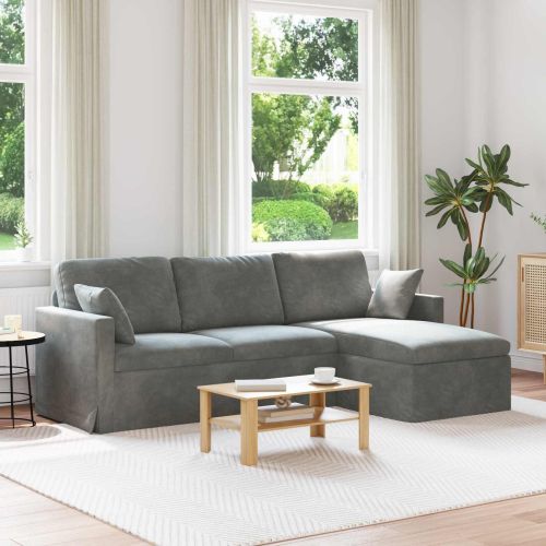 Диван Тъмен сив 228 x 134 x 80 см Кадифе