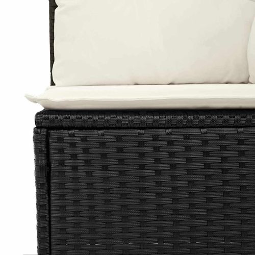 Градински Софа Комплект 6 бр. Черно и кремаво