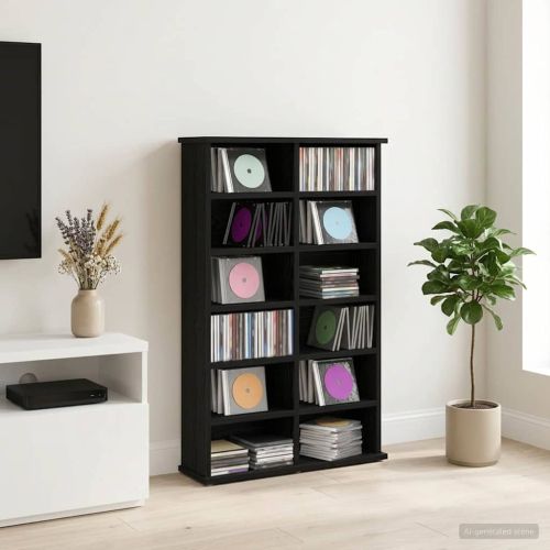Кабинет за CD Черен дъб 60 x 17 x 92 см Инженерна дървесина
