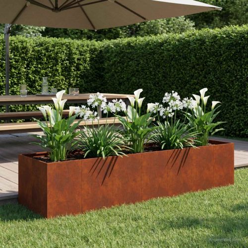 Градинска саксия Ръждясало 280 x 80 x 60 см Кортенова стомана