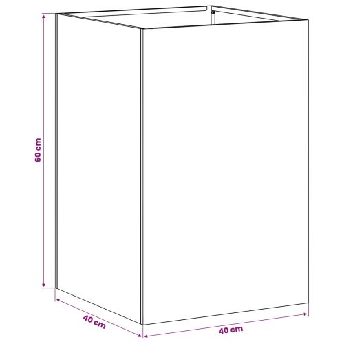 Градинска саксия Бяло 40 x 40 x 60 cm Студено валцована стомана