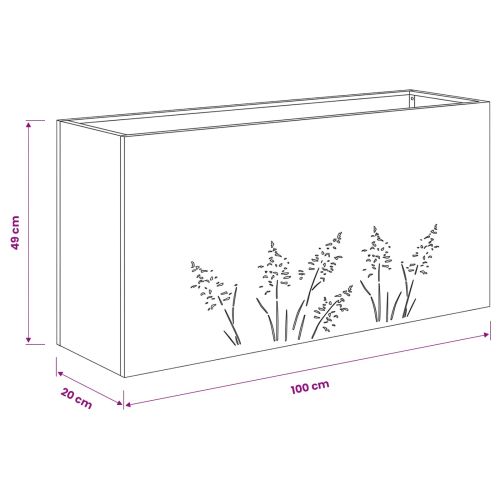 Градинска саксия Антрацит 100 x 20 x 49 см
