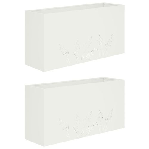 Градинска саксия 2 бр. Бяло 100 x 20 x 49 см