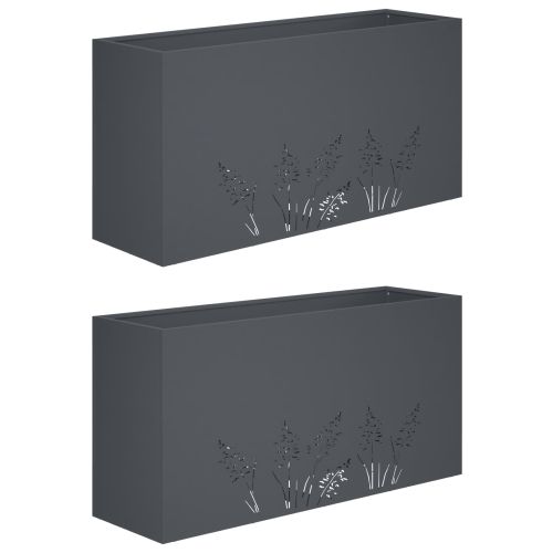 Градинска саксия 2 бр. Антрацит 100 x 20 x 49 см