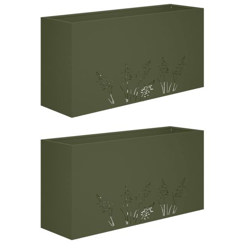 Градинска саксия 2 бр. Маслиненозелено 100 x 30 x 49 см