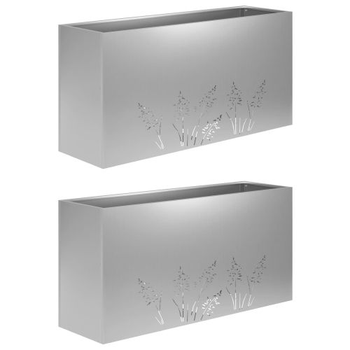 Градинска саксия 2 бр. Сребристо 100 x 30 x 49 см
