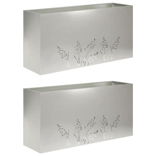 Градинска саксия 2 бр. Сребристо 100 x 20 x 49 см