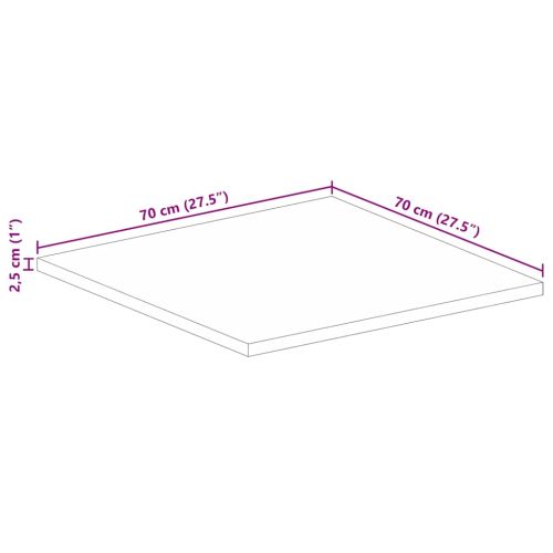 Плот за маса 70x70x2,5 см квадратен манго масив