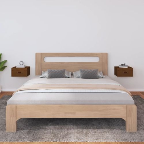 Нощни шкафчета за стенен монтаж 2 бр меденокафяви 40x29,5x22 см