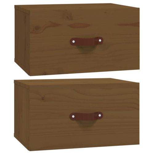 Нощни шкафчета за стенен монтаж 2 бр меденокафяви 40x29,5x22 см